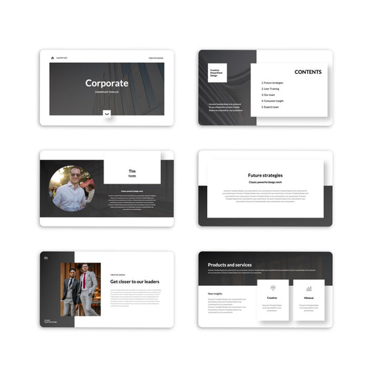 Cool Black Corporate Presentation Design - PPT002B