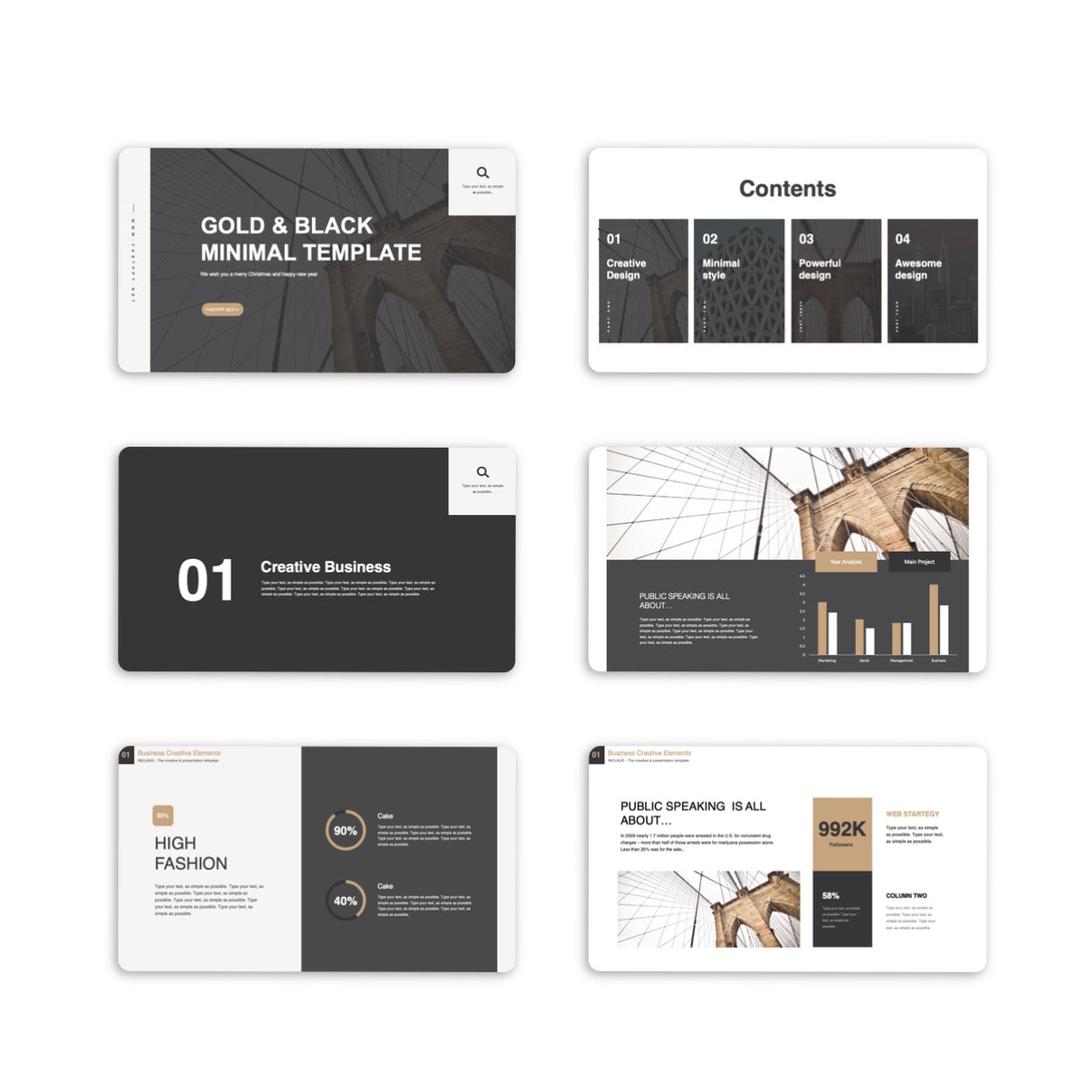 Black & Gray Business Presentation Template - PP007BG