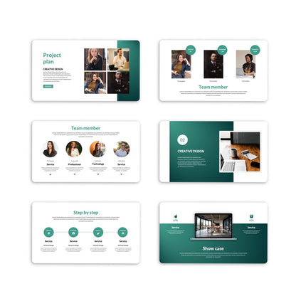 Modern White and Green Presentation Template - PPT001WG